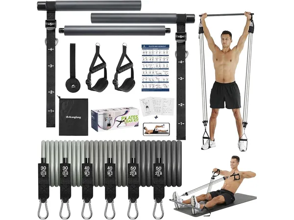 ALongSong barre de Pilates avec bandes 240 et 360 lb